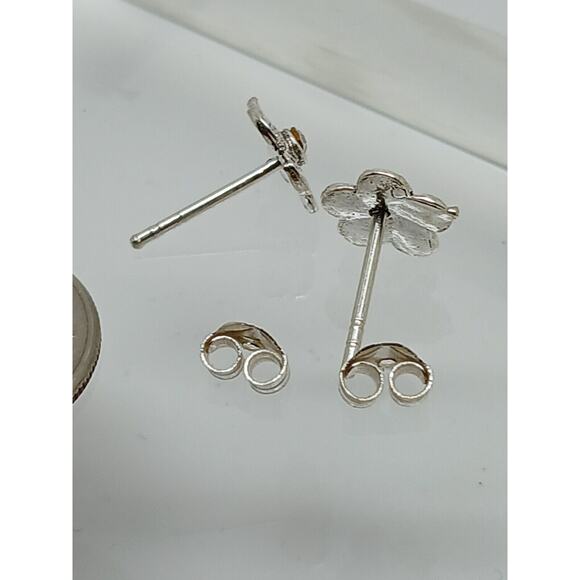 Vintage Estate Jewelry NOS .925 Sterling Silver Clear AB Crystal Flower Earrings - Picture 7 of 8